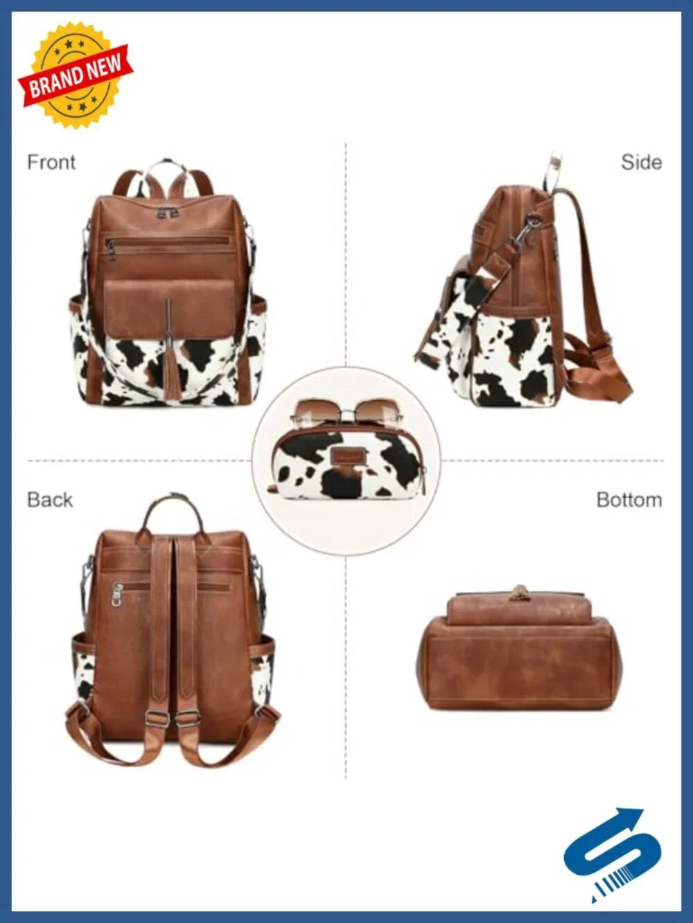 PU Leather Women's Tassel Backpack Purse with Laptop Compartment, 3 Ways to